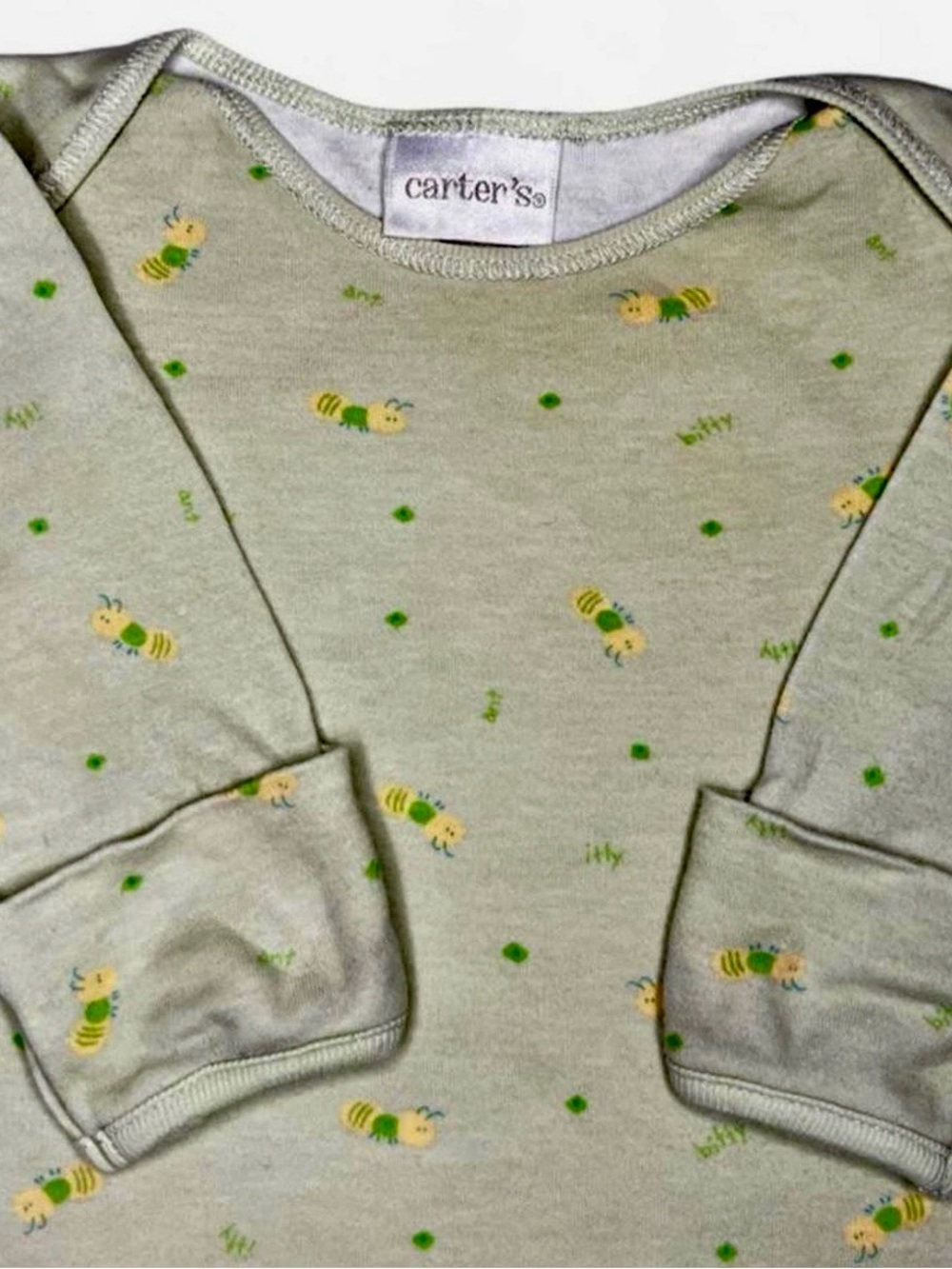 Vintage Carter's Light Green Ant Print Long Sleeve Sleeper